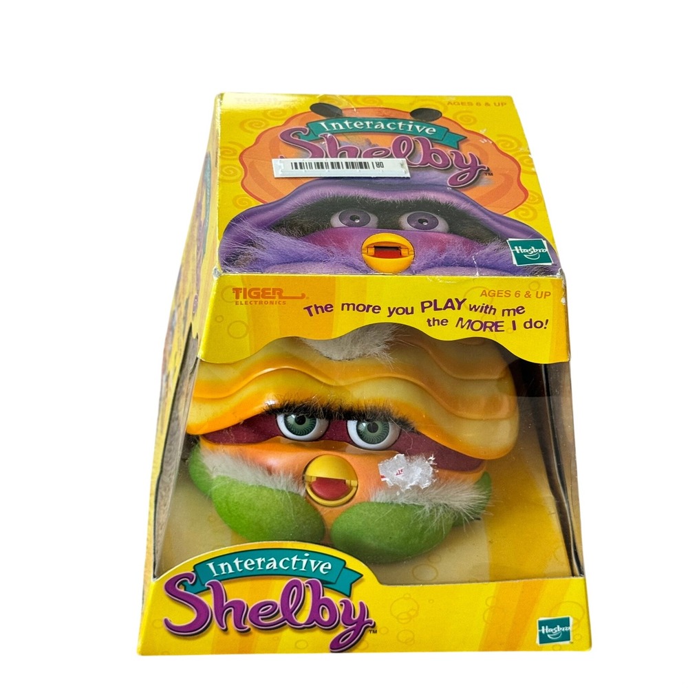 VTG Shelby Furby 2001 Interactive Clam Shell Toy Lemon Drop Tiger Hasbro